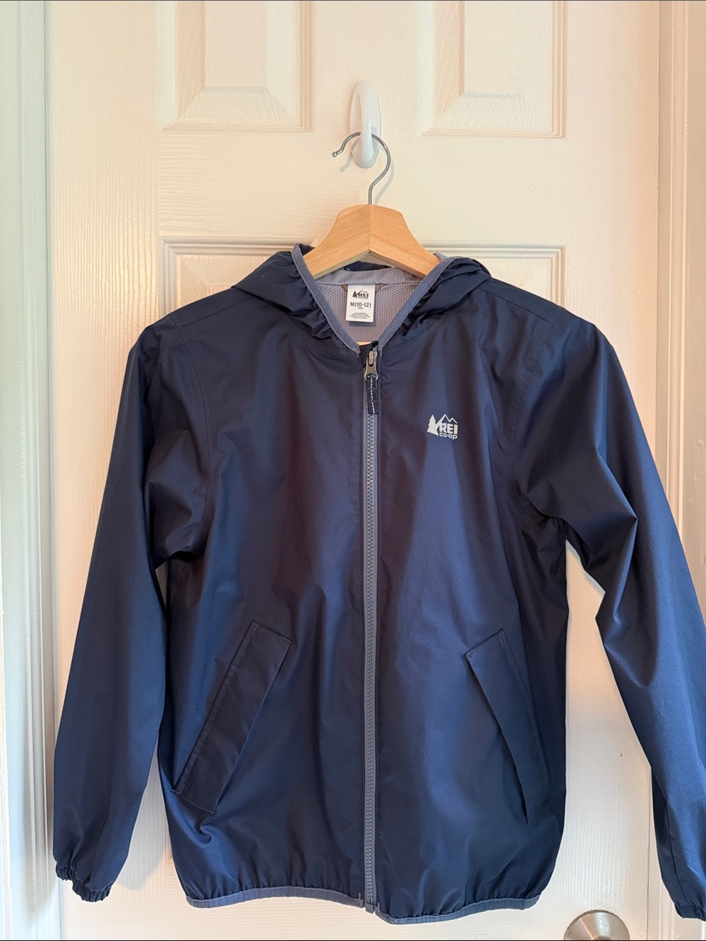 REI Kids Navy Hooded Rain Jacket with Zip